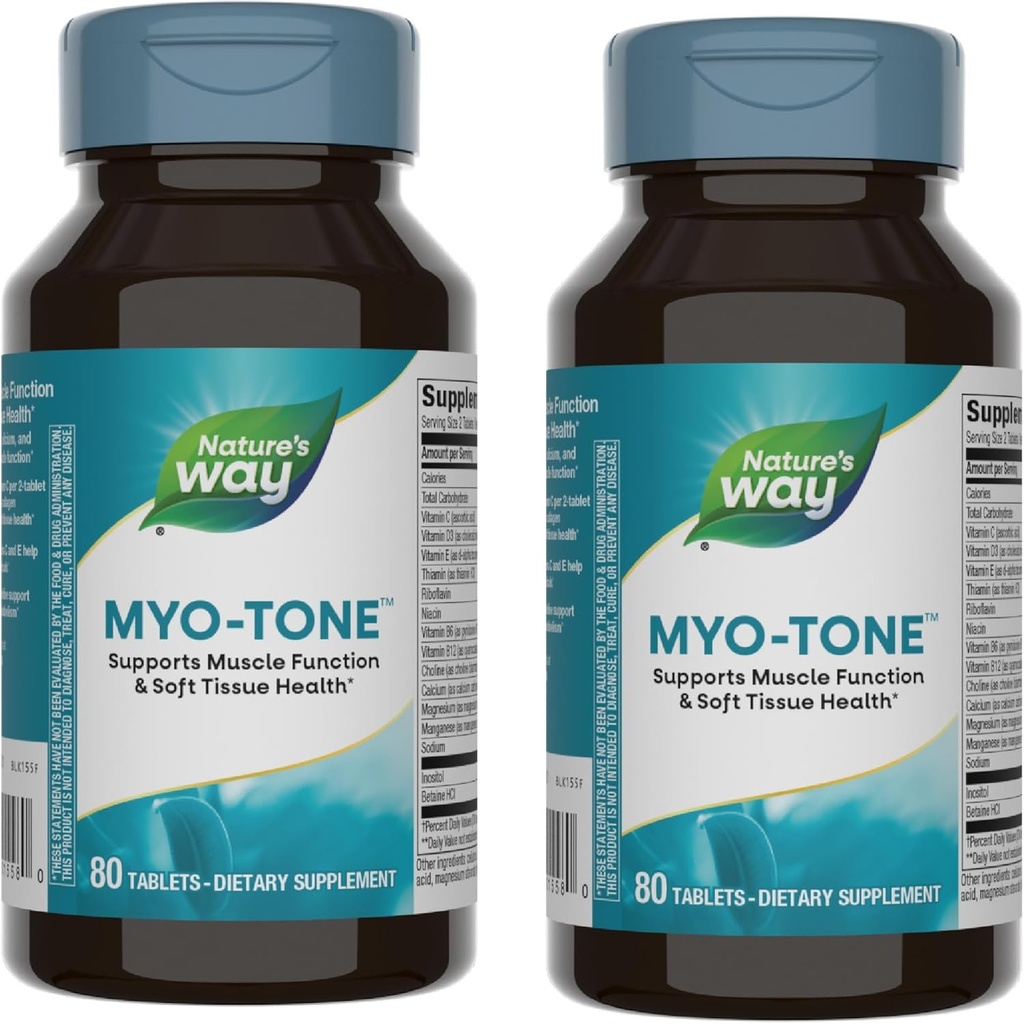 Nature 's Way Myo- Tone - Muscle Function & Soft Tissue Health * - Med Magnesium, Vitamin & B Vitamin - Gluten Free & Vegetar - 80 tabletter (2 Pack)