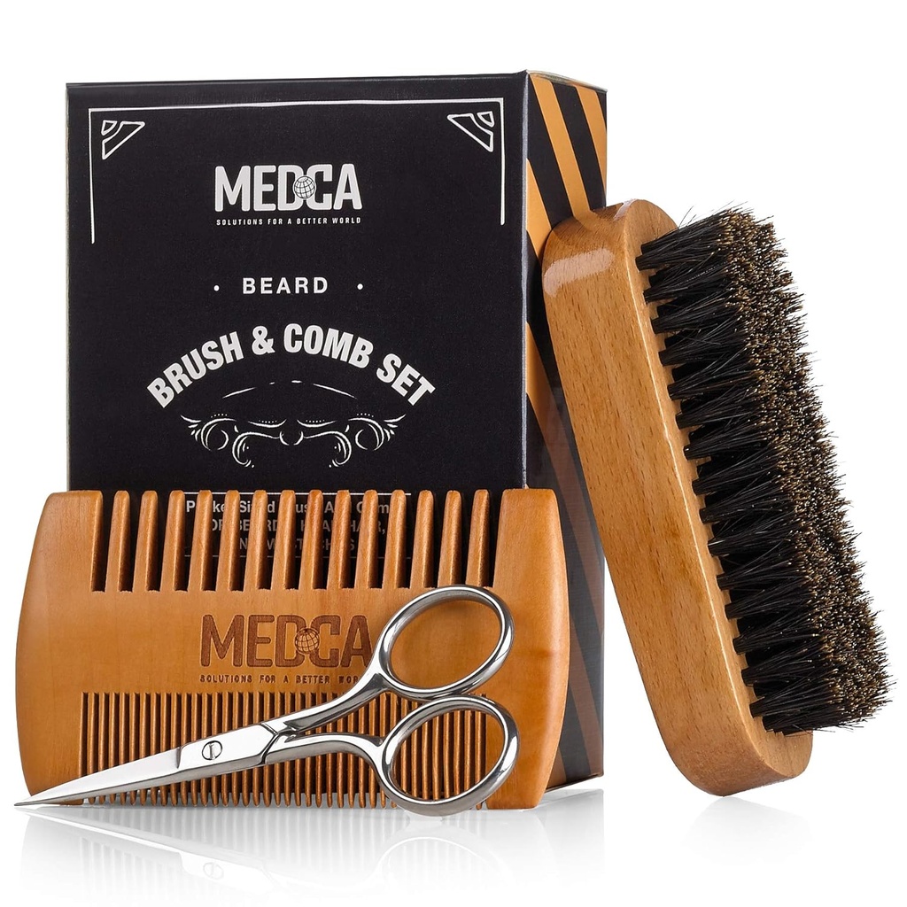 Træskæg og Comb Set til mænd - Perfekt til Beards Head Hår og Mustacher Mænd 's Grooming Kit til Styling, Anvendelse af skæg Olier og balsam til bedre hårpleje vækst og imponerende hårsundhed