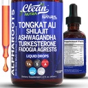 Tongkat Ali Liquid Drops Shilajit, Ashwagandha, Turkesterone, Fadogia Agrestis, Magnesium, Irish Sea Moss og Zink Herbal Supplement af Clean Nutra