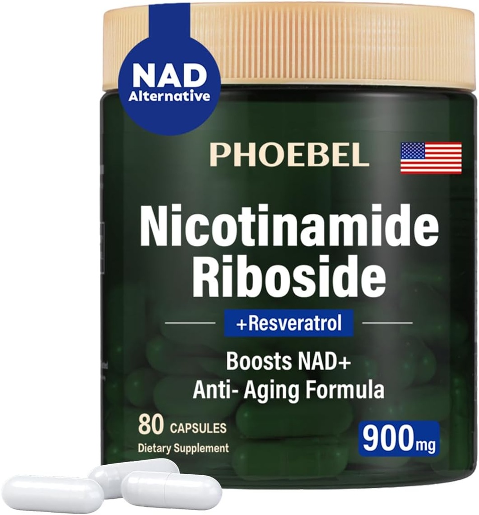 Nyt tillæg Nicotinamid Riboside Resveratrol- 900mg, Supplement for mænd og kvinder (80 kapsler)