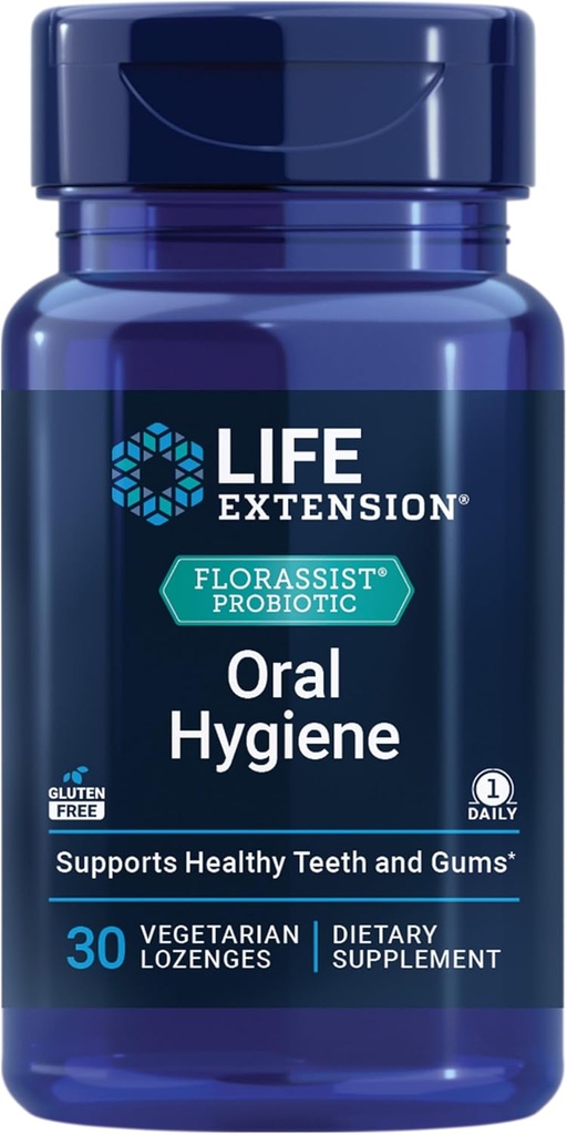 Life Extension FLORASSIST ® Probiotisk Oral Hygiene, Oral probiotisk til tænder og tandgummi, pH-niveauer, tandhygiejne, immunforsvar, BLIS M18 ™, En gang dagligt, Gluten Free, Vegetar, 30 lozenges