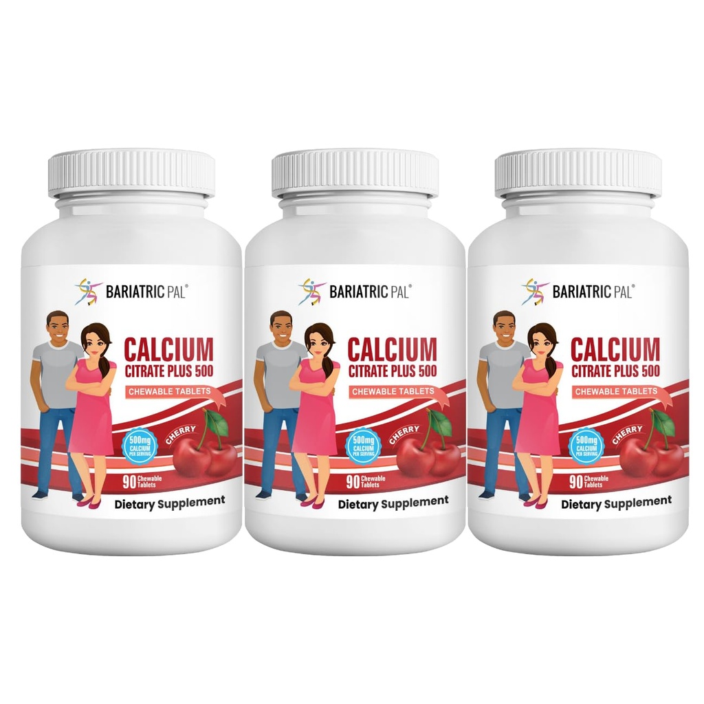 BariatricPal Calcium Citrate 500mg Chewable Tablets - Cherry (90-Day Supply)
