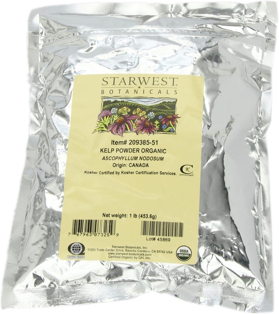 Starwest Botanicals Organic Kelp Powder, 1 Pund (pakke med 3)