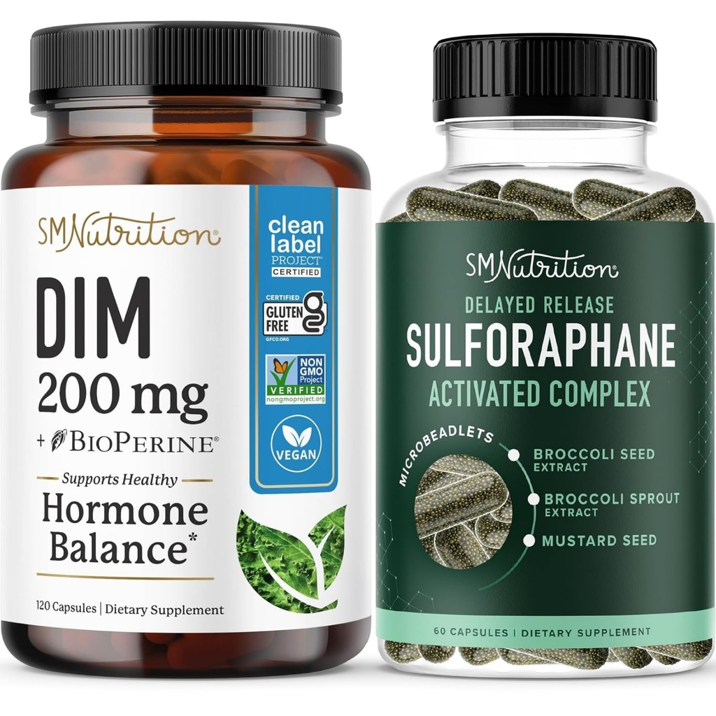 Sulforaphane Complex med 200 mg DIM supplement til forbedret østrogen balance for kvinder