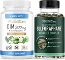 Sulforaphane Complex with 200mg DIM Supplement for Enhanced Estrogen Balance for Women | Advanced Microbeadlet Technology Hormone Balance (60 Servings) with Diindolylmethane Capsules (120 Servings)