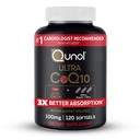 Qunol Ultra CoQ10 100mg, 3x Bedre Absorption, Patenteret vand og fedt Opløselig Natural Supplement Form of Coenzym Q10, Antioxidant for Heart Health, 120 Count Softgels