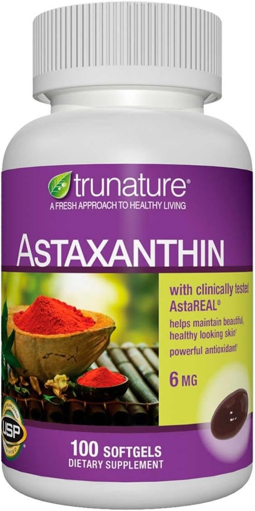 Generisk trunatur Astaxanthin 6 mg. - Forbedrer hudelasticitet, fugt, tekstur og Tone - 100 Softgels