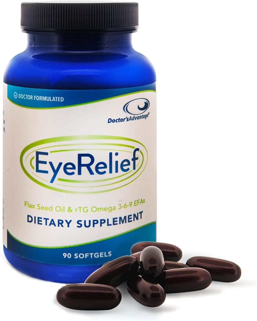 Doctor 's Advantage Eye Relief Supplement - 90 Softgels, 1-måned Supply - Natural Triglyceride Omega 3 Fish Oil for Retinal Gland Support
