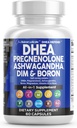 DHEA 200mg Supplement Graphenolon 100mg til mænd og kvinder med DIM Ashwagandha Boron 6mg Complex Calcium Magnesium Zink 50mg Vitamin D3 5000 IE Hormone Support Capsules Pills Made in USA 60 Count