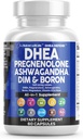 DHEA 200mg Supplement Graphenolon 100mg til mænd og kvinder med DIM Ashwagandha Boron 6mg Complex Calcium Magnesium Zink 50mg Vitamin D3 5000 iu Hormone Support Capsules Pills - Made in USA 60 Ct