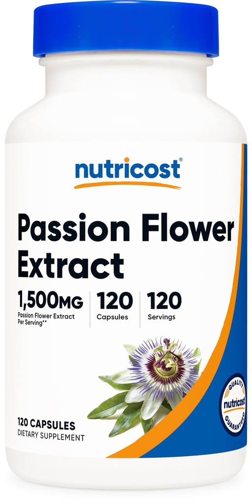 Nutricost Passion Flower Extract (1.500mg Ækvivalent) 120 Kapsler - Gluten Free, Non- GMO, og Vegetarisk Friendly
