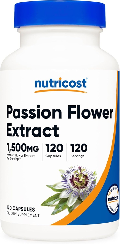 Nutricost Passion Flower Extract (1.500mg Ækvivalent) 120 Kapsler - Gluten Free, Non- GMO, og Vegetarisk Friendly