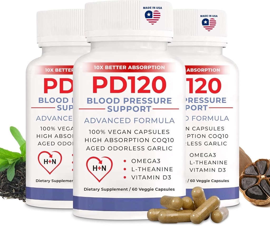 Blodtryk supplement til at hjælpe med at reducere højt blodtryk naturligt, CoQ10, nitrogenoxid, sort Odorless Laged Hvidløg, Omega 3, L- Theanin, Vitamin D3 til Blood Pressure Support