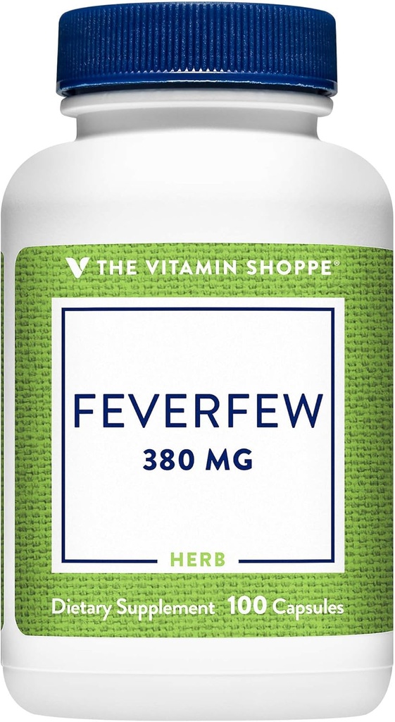 Den Vitamin Shoppe Feverfeet 380MG, En traditionel urt, Én gang dagligt (100 kapsler)