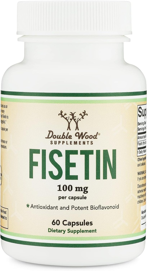 Fiskein supplement - 100 mg bioaktive flavnonoler, 60 greve (Bioflavonoid polyphenoler supplement svarende til Apigenin, Luteolin, og Quercetin) Aging Support Senolytic by Double Wood