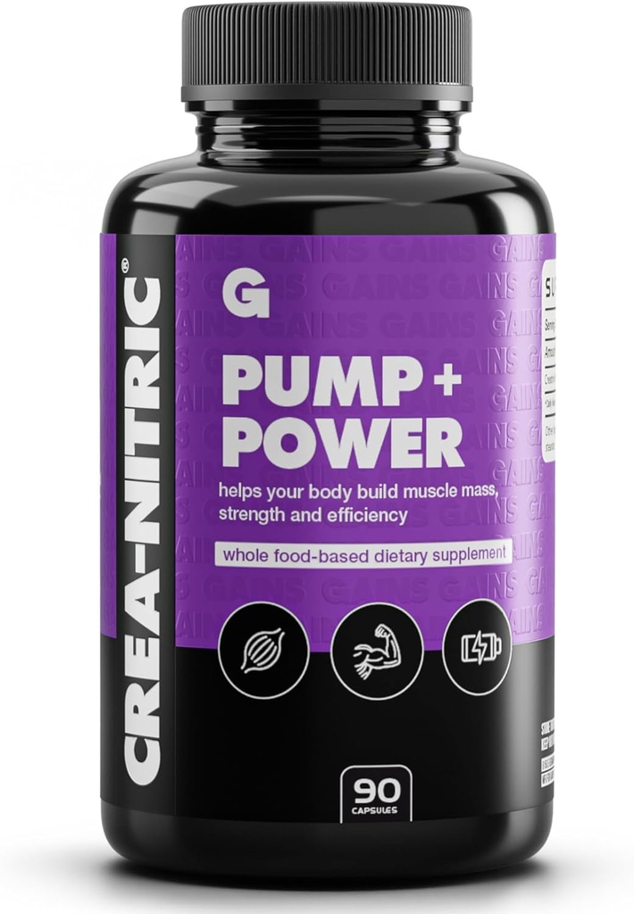 Gevinster i Bulk Crea-Nitroc, Creatin Nitrate Pre Workout Supplement, Nitroc Oxide Support, Gluten Free, fremmer Muscle Strength, Pump og Non- Stim Energy, Kosttilskud til mænd og kvinder, 90 Kapsler