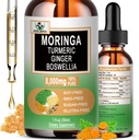 Moringa Drops - Organic Moringa Leaf Extract Liquid med gurkemeje Ginger Boswellia for Energy, Skin Health, Gut Health - High Absorption Green Superfood w / Essentielle vitaminer og aminosyrer
