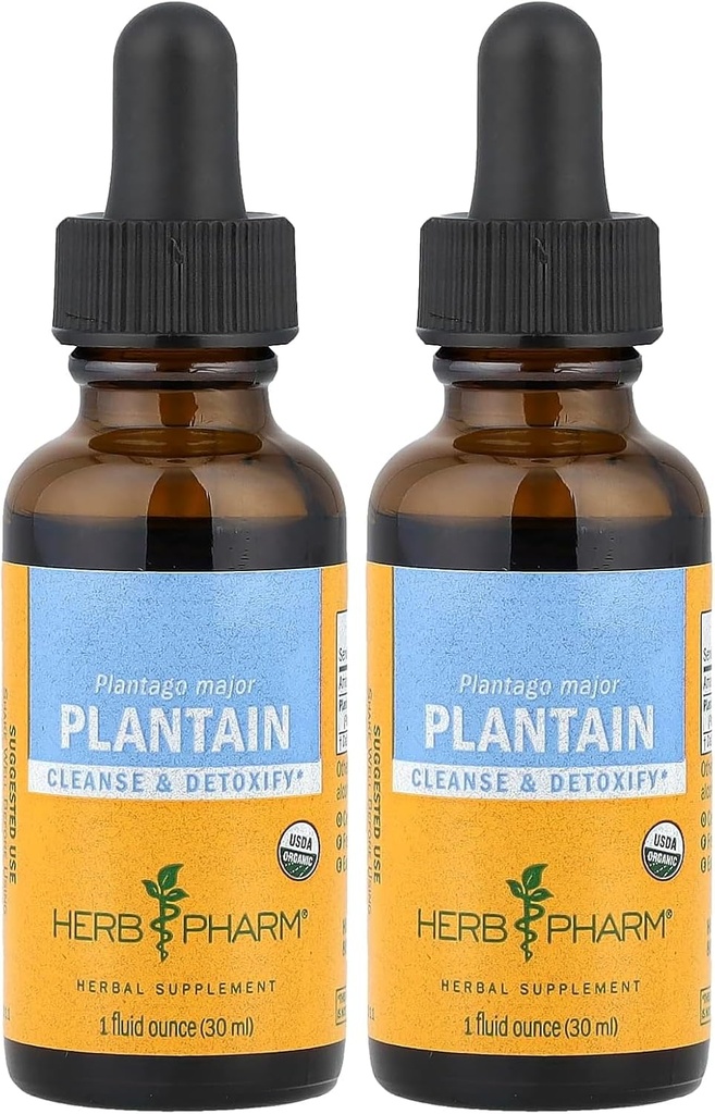 Herb Pharm Certified Organic Plantain Liquid Extract til rensning og afgiftning - 1 Ounce (DPLAN01) (pakke af 2)