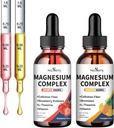 Flydende Magnesium Glycinat, Magnesium Drop til børn 400mg Flydende Magnesium Complex Hight Absorption Bone Health, Afslapning (2PCS)
