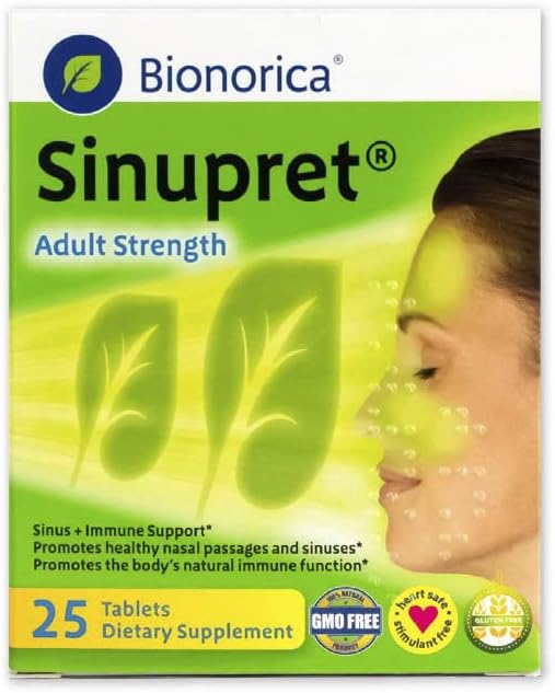 Bionorica Sinupret Voksen Styrke Sinus - Immun Support - Alle naturlige - Urter Nasal Passage & Immunity Boost - 25 tabletter