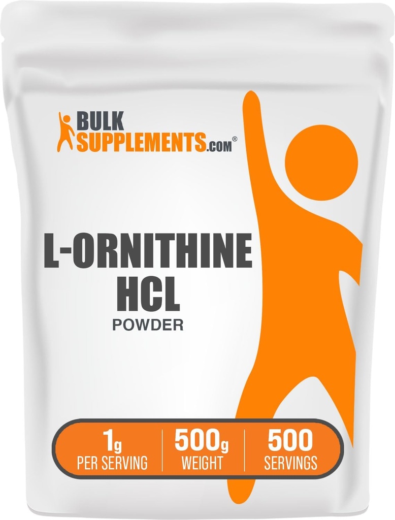 BulkSupplements.com L- Ornithine HCl Powder - Ornithine Supplement, Aminosyrer Supplement - Gluten Free, 1g per Serving, 500g (1.1 lbs) (Pack of 1)
