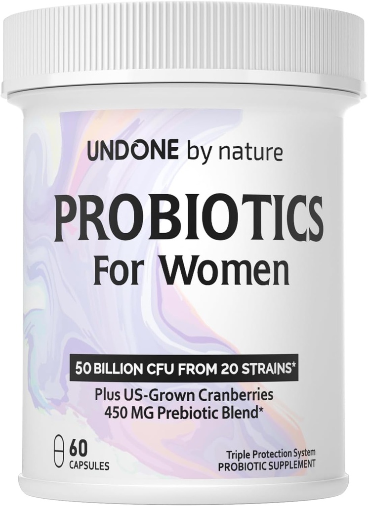 Probiotika for kvinder, 50 milliarder CFU Kvinder Probiotika med Prebiotika, Plus US- Grown Cranberry, GI Support, Women 's Health, Triple Protection System, Forsinket udgivelse, 60 kapsler