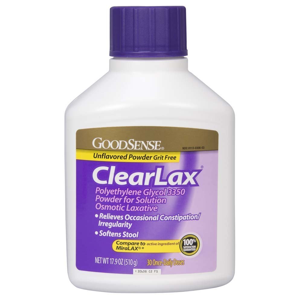 GoodSense ClearLax, Polyethylen Glycol 3350 Pulver til opløsning, osmotisk lakativ, 17, 9 Ounce