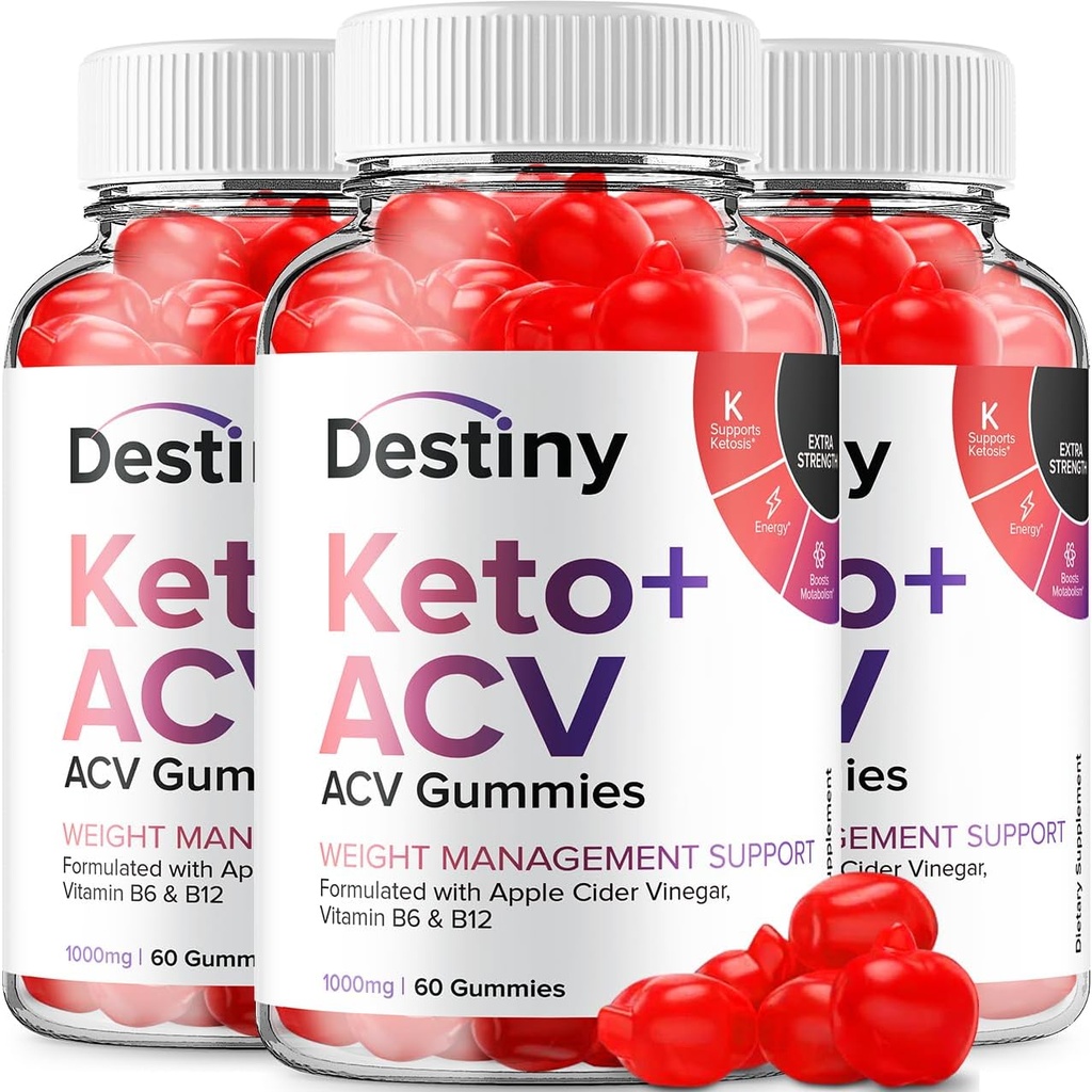 (3 Pack) Destiny Keto ACV Gummies - Advanced Formula Destiny Keto Plus ACV Gummies Apple Cider Vinegar, Weight Management, Destiny ACV Dietary Supplement Men Women (180 Gummies)