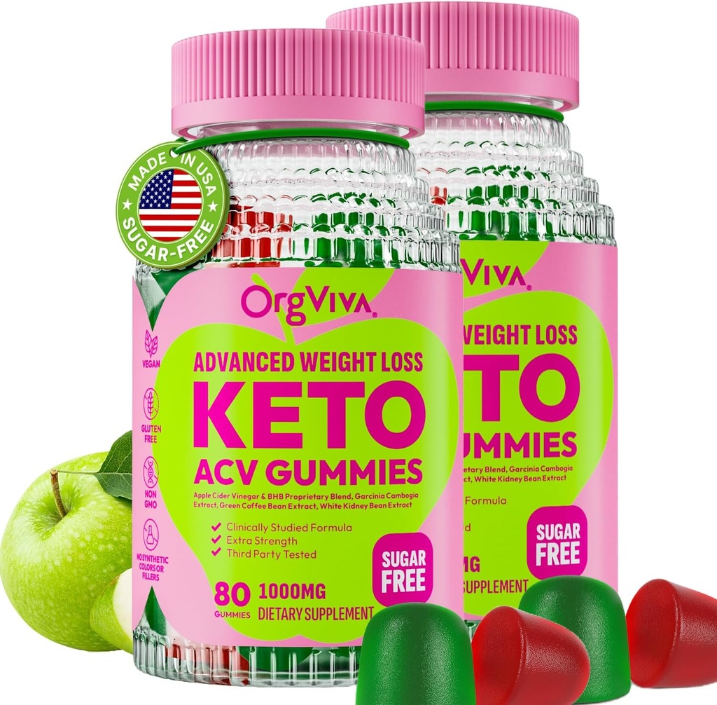 Keto Acv Gummies for Advanced Weight Loss, Apple Cider Vinegar Supplement with B12 - Gluten-Free, Vegan, Boost Metabolism and Energy, Support Digestive Health