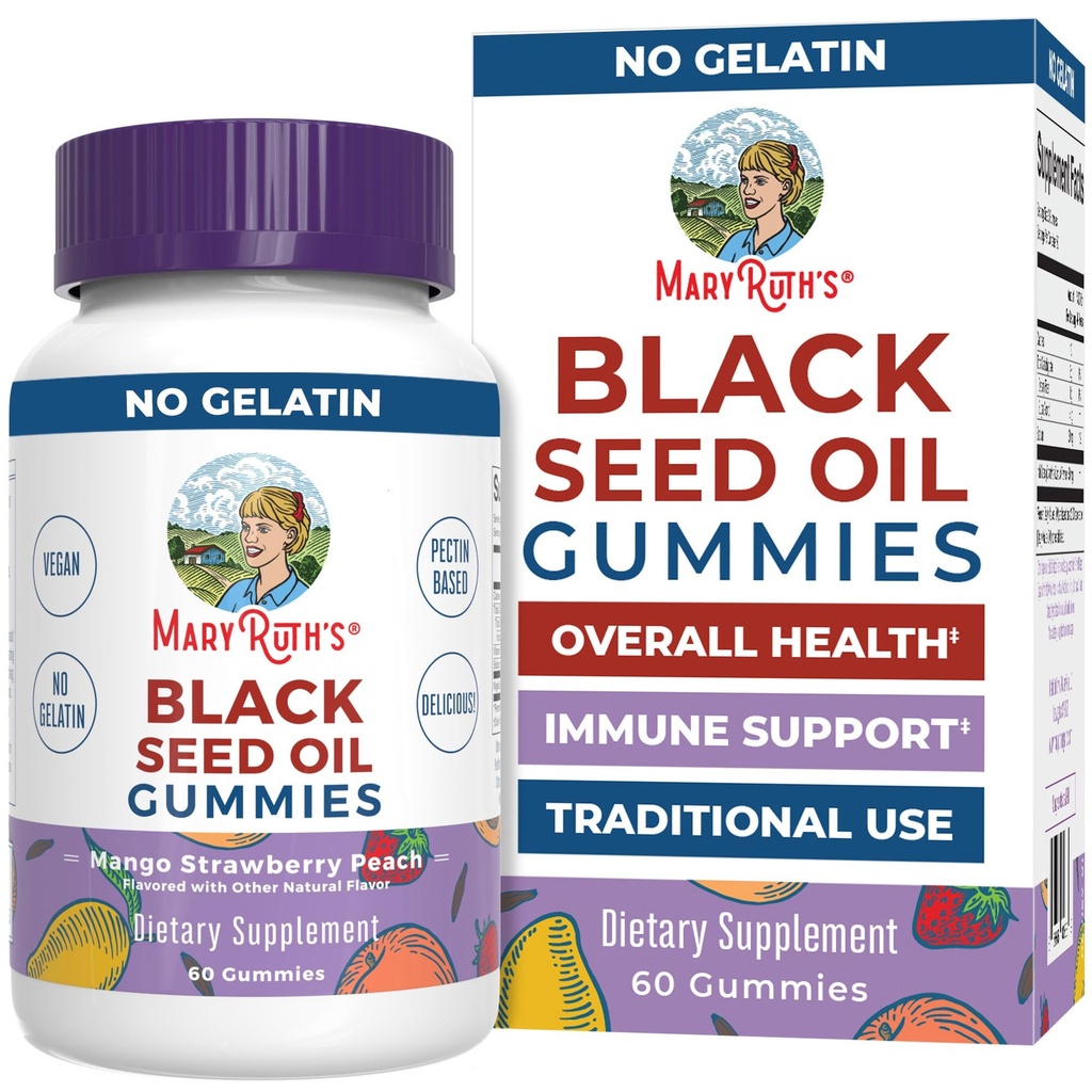 MaryRuth Organics Black Seed Oil Gummies against 124; Black Cumin Seed Oil Support 124; Traditionelt anvendes til immunforsvar & Kardiovaskulær sundhed