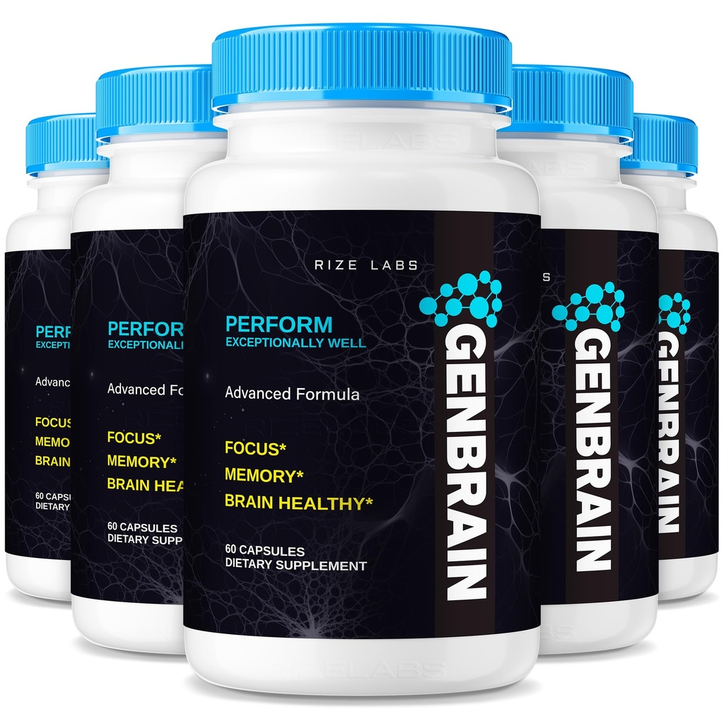 rize laboratorier GenBrain Memory Supplement, ekstra styrke Brain Support Kapsler, Advanced Memory Complex, Pure All- Natural Pills - pakke med 5 (300 Kapsler)