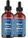 Flydende zinkdråber til alle aldre efter NY AGE - Zink Sulfate til immunforsvar, Vegan, Non- GMO & Gluten Free, 60 Day Supply, 2-Pack