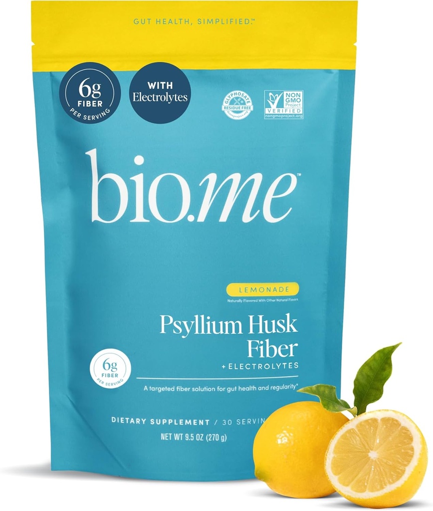 Fiber Rescue (6g Per Serving) - Psyllium Husk pulver til fordøjelsesbesvær & Bloating Relief, Sukker fri Lemonade Prebiotic Opløselige Fiber Powder, Non- GMO Fiber Supplement, Gluten fri - 30 Servere