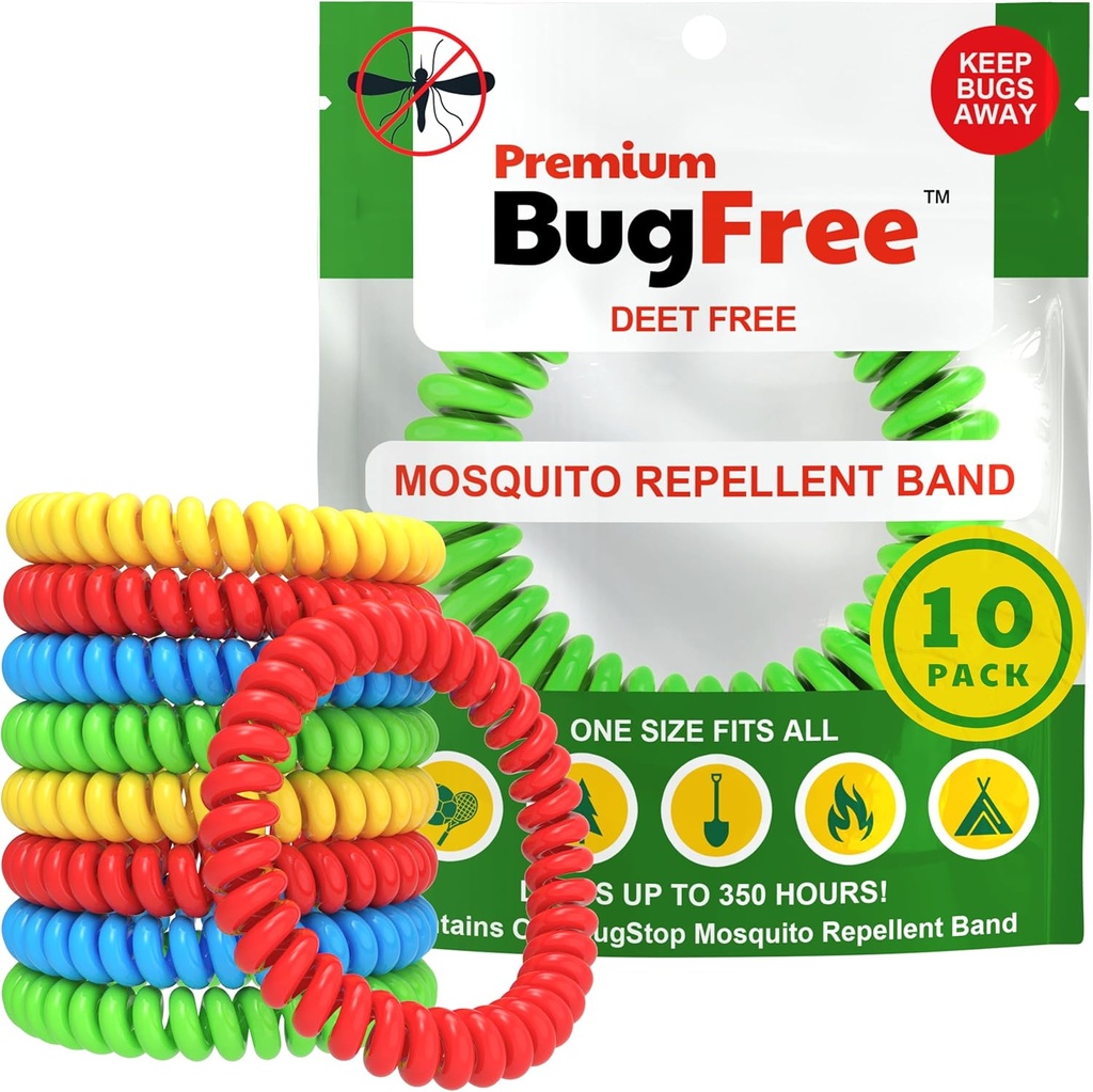 Mosquito Repellent Armbånd (10 Pack) Mosquito Repellent Armbånd til voksne og børn - Premium DEET-Free Bands - 10 Multikolor Bands - Individuelt indpakket