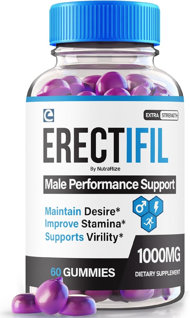 Erecfil Gummies, Erecfil 1000 MG Gummies, All- Natural Formel Support til mænd, Premium Mand tillæg for total sundhed og peak ydeevne, Erectifil Gomitas anmeldelser (60 Gummies)