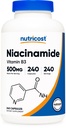 Nutricost Niacinamid (vitamin B3) 500mg, 240 kapsler - non-GMO, gluten fri, flush fri vitamin B3
