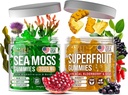 Irish Sea Moss & Superfruit Gummies - Frugt Multivitamin Gummies & Sea Moss Gummies for Voksne, Børn - Superfruit, Irish Sea Moss Bladerwrack Burdock Root - 60 Superfruit, 60 Irish Sea Moss Gummies