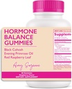 Hormone Balance Gummies for Women - Hormone Harmony for Mood, Energy, Bloating - Hormonal PMS, Perimenopause & Menopause Support - Rød Raspberry Leaf & Black Cohosh - 60 Gummy Kosttilskud