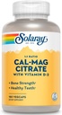 SOLARAY Calcium Magnesium Citrate 1: 1 Ratio w / vitamin D 2 - Calciumtilskud til kvinder og mænd - Calcium 1000mg, Magnesium 1000mg - ben sundhedsstøtte - 60- dag garanti, 30 Servering, 180 VegCaps