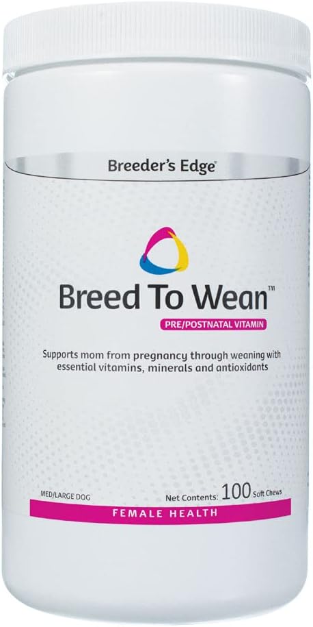 Breeder 's Edge Breed til Wean, Prenatal og Postnatal Multivitamin til hunde og katte, Understøtter Gravide og Sygeplejerske mødre, Giver antioxidanter, Vitamin og Min, 100 ct for Medium og Large Hunde