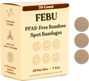 FEBU Eco- Friendly Bamboo Fabric Bandages against 124; PFAS Free Bandages for Scrapes & Cuts against 124; Fleksibel Fabric Bandage against 124; Fuldt komposterbar, Latex Free Bandage against 124; 50 Count Spot