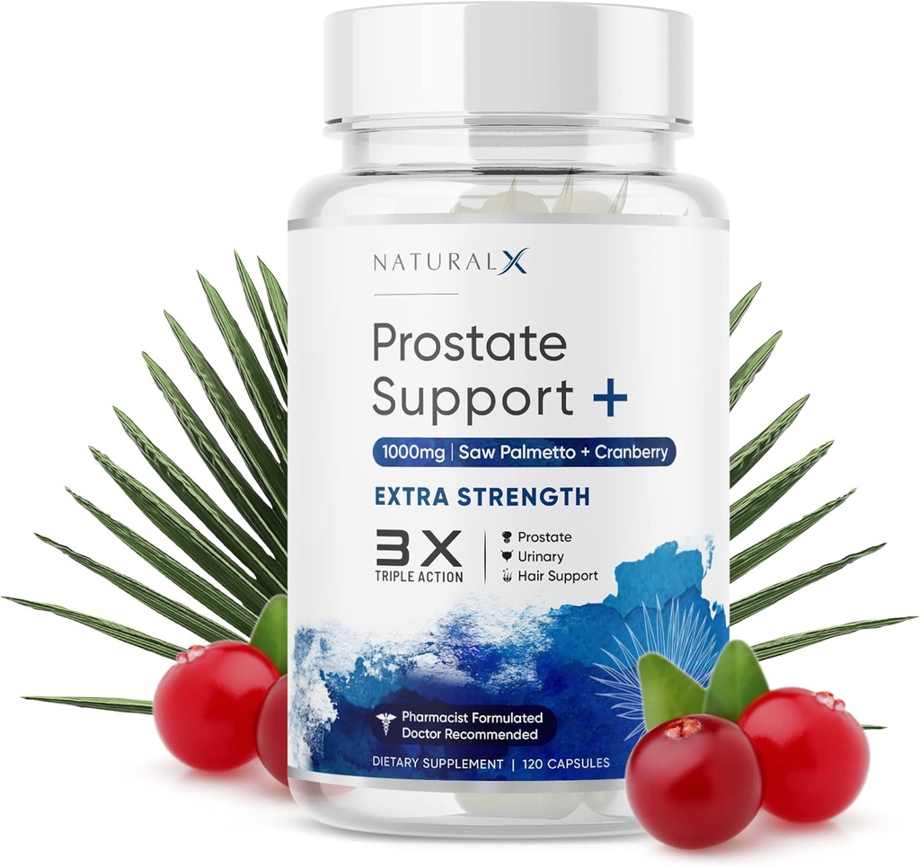 Prostata sundhed supplement til mænd - Saw Palmetto DHT Blocker med Cranberry til Blogen Sundhed, Urinary Support, Reducere hyppig vandladning, fremme Prostata Care & Hårvækst (120 kapsler)