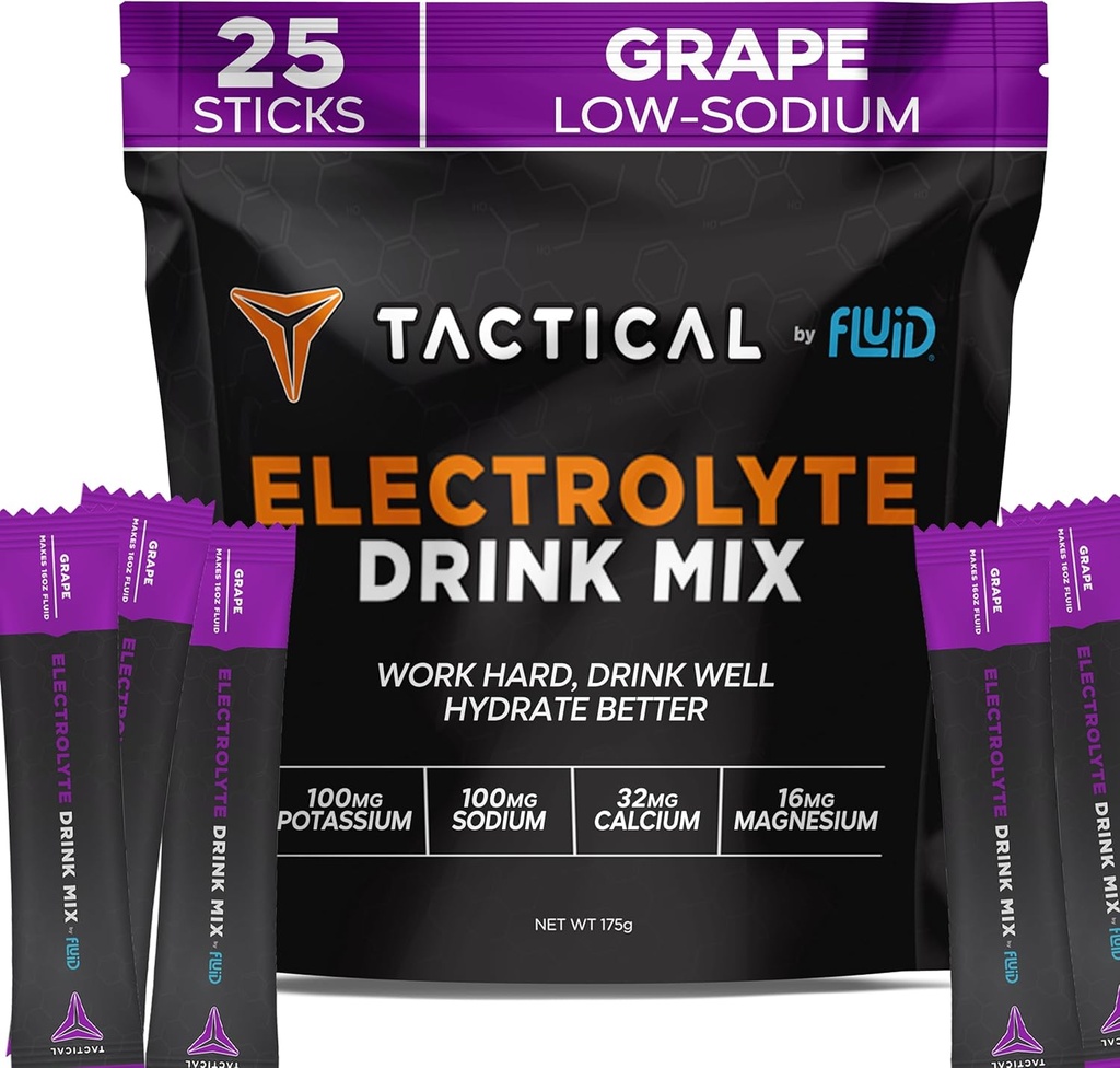 Væske Taktisk - Elektrolyte Powder Pakker, Accelerate Re- Hydration, Lavt sukker, Electrolyte Drink Mix, Forebyg dehydrering, Eliminere kramper