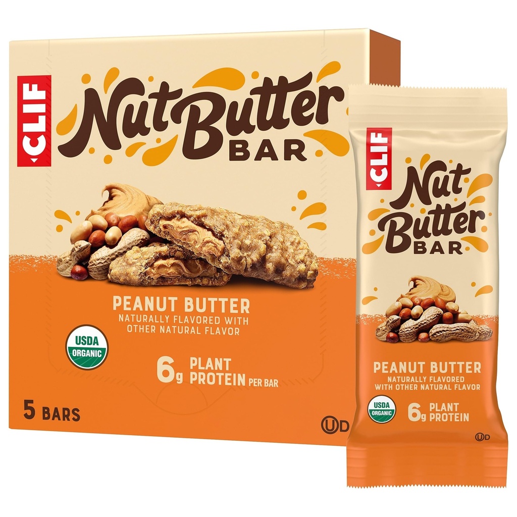 CLIF Nut Butter Bar - Peanut Butter - Fyldte energibarer - Non-GMO - USDA Organic - Plant- baseret - Lav glycemisk - 1,76 oz. (5 Pack)