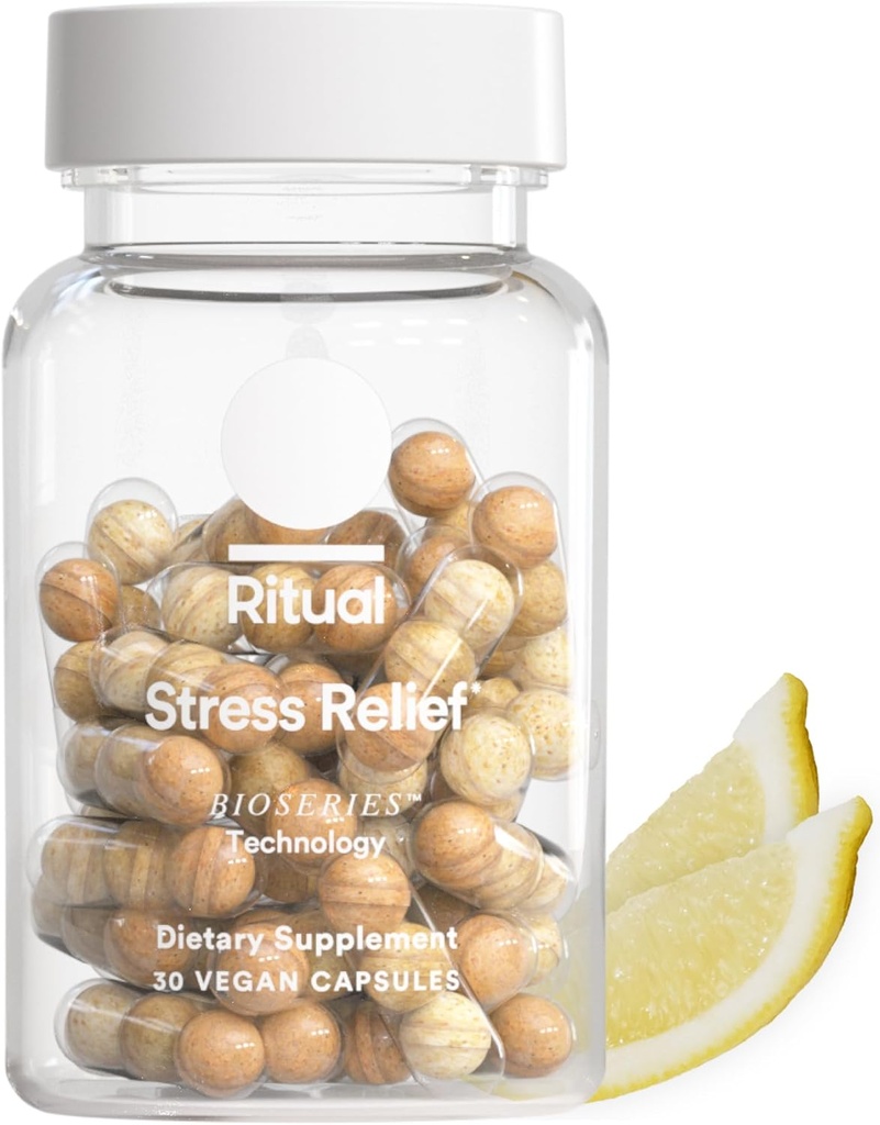 Ritual Stress Relief Supplement Shoden ® Ashwagandha, Suntheanine ® L- Theanine, og Saffron som affron ® * BioSeries med 8-timers frigivelse til støtte Natural Cortisol Response and Promote Calm, 30 dag