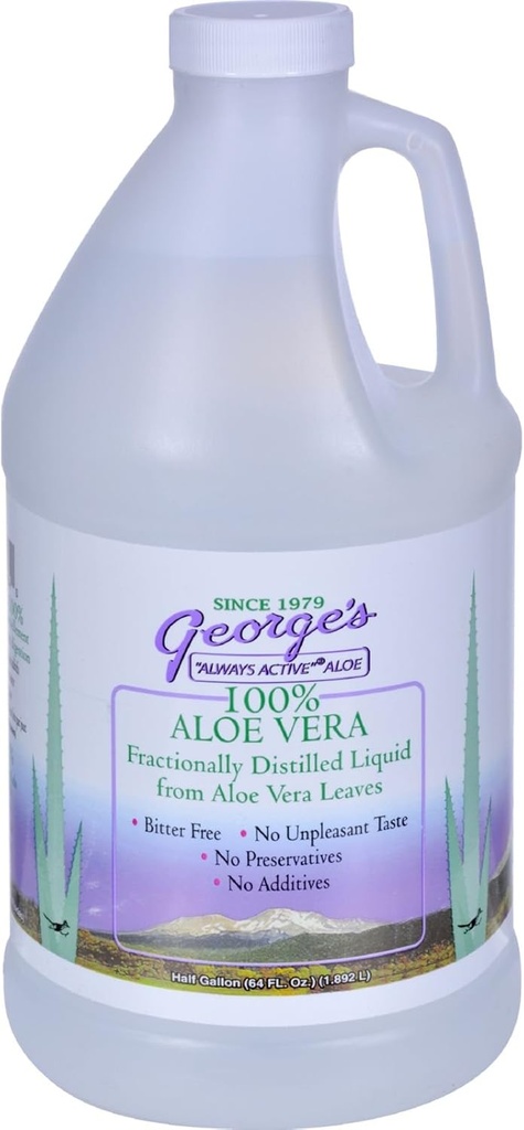 Georges Aloe Vera - fraktioneret destilleret væske - bitterfri - ingen konserveringsmidler - 64 fl oz (pakning med 4)