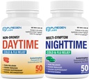 Puregen Labs Daytime and Nighttime Combo Pack, Cold and Flue Relief Medicine 124; Kraftfuld Multisymptom Daytime og Nighttime Relief for Hovedpine, Feber, Sore Throat, Hough, Congestion og Aches