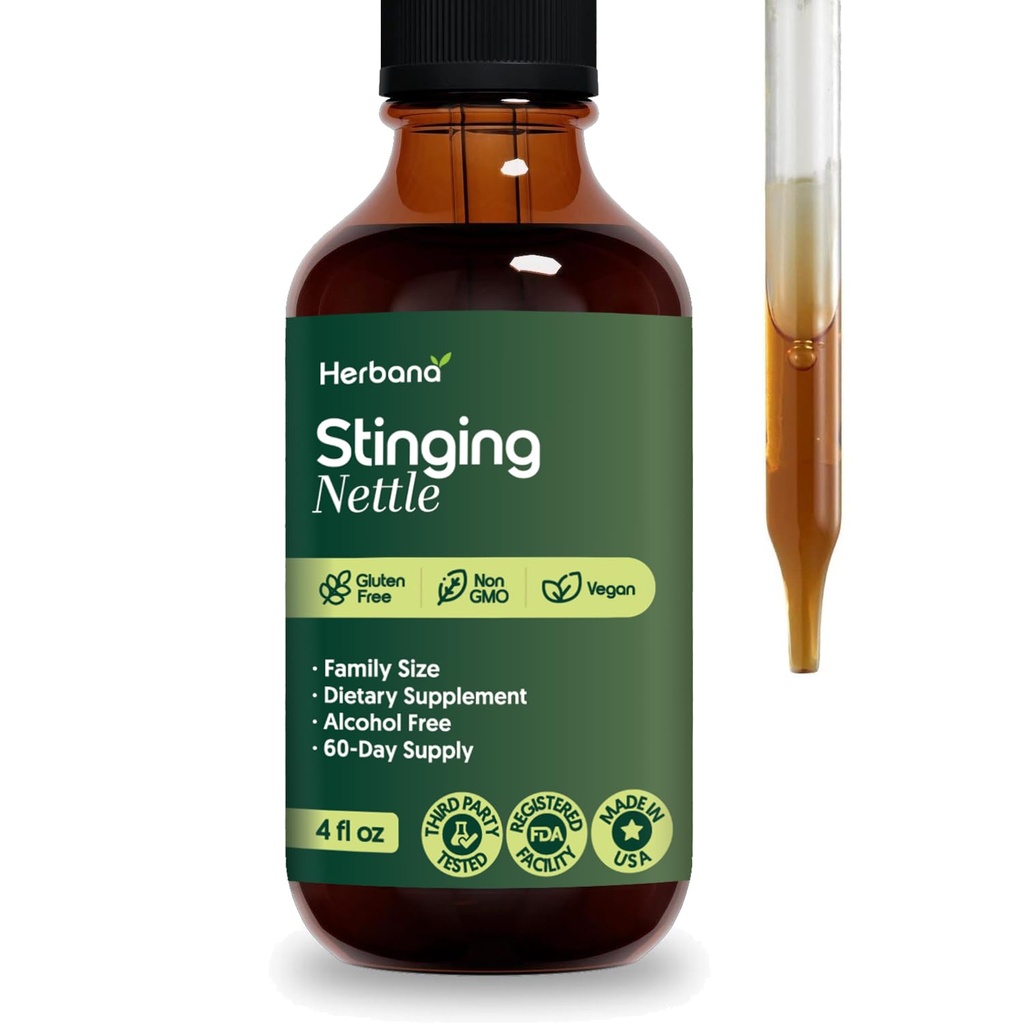 Stinging Nettle Leaf og Root 4 fl oz Liquid Extract - Natural Urinary & Nyre Support for Man and Woman - Organic Urtica Dioica - High Potence Herbal Supplement - 90- Day Supply