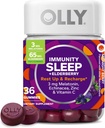 OLLY Sleep Immunity Melatonin Gummy, C-vitamin, zink, Echinacea, 3 mg Melatonin, immun og dvalestøtte, Berry - 36
