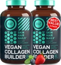 Vegan Collagen Booster Tablets - Cruelty- Free Vegan Collagen Kosttilskud - Biotin, Organic Superfood, Plant baserede Collagen Vitaminer til hud, hår, negle - 2 - Pack, 60 Vegetri Collagen Boost piller